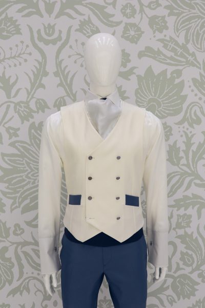 Panciotto gilet gilè azzurro metallo abito da sposo fashion azzurro serenity made in Italy 100% by Cleofe Finati