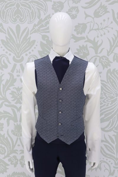 Waistcoat vest midnight blue fashion wedding suit lightning blue 100% made in Italy by Cleofe Finati