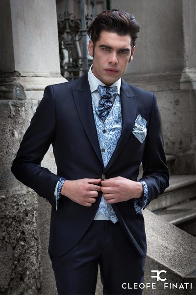 Wedding suit classic blue black 100% made in Italy by Cleofe Finati