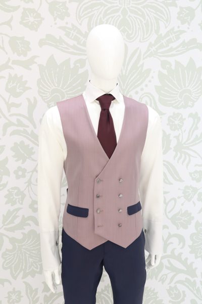 Waistcoat vest dusty blue white classic lightning blue wedding suit 100% made in Italy by Cleofe Finati