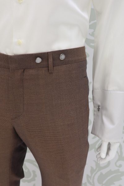 Pantalone abito da sposo fashion marrone made in Italy 100% by Cleofe Finati