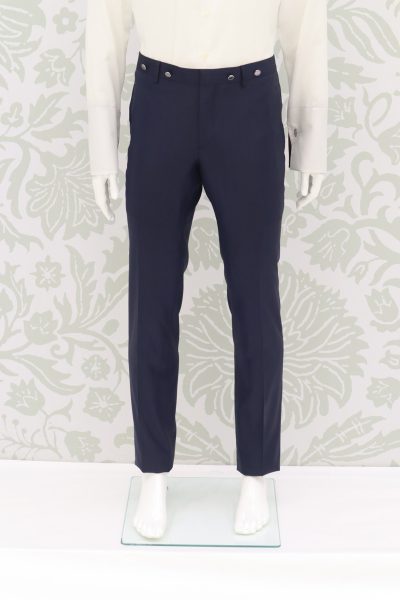Classic lightning blue wedding suit trousers 100% made in Italy by Cleofe Finati