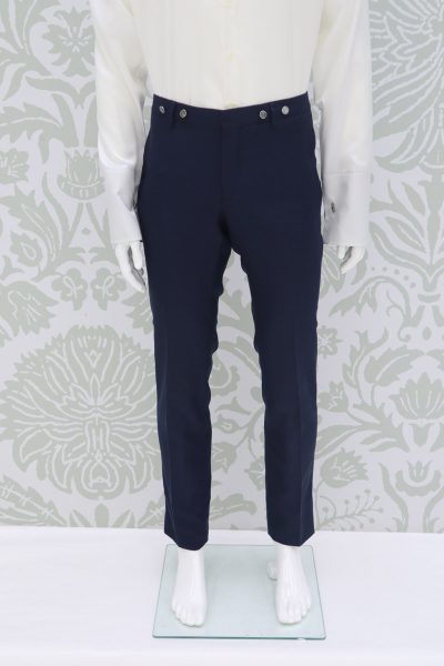 Fashion lightning blue wedding suit trousers 100% made in Italy by Cleofe Finati