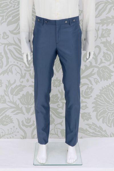 Pantalone abito da sposo fashion blu azzurro made in Italy 100% by Cleofe Finati