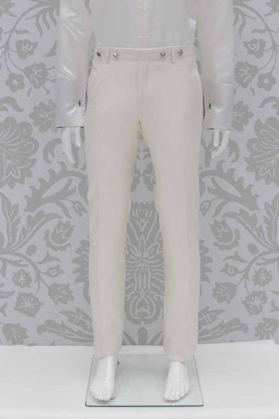 Pantalone abito da sposo fashion panna made in Italy 100% by Cleofe Finati