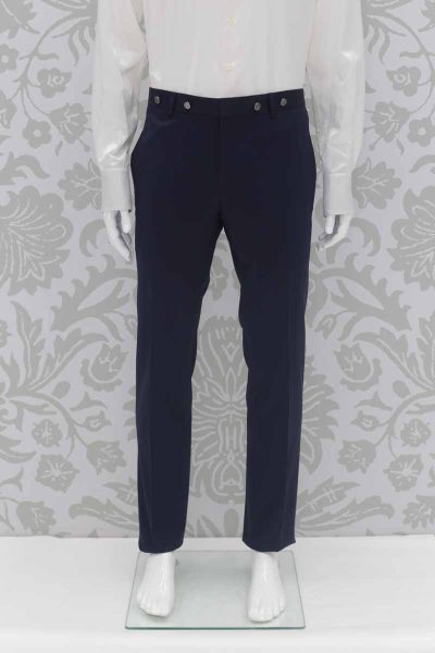 Navy blue fashion wedding suit trousers 100% made in Italy by Cleofe Finati