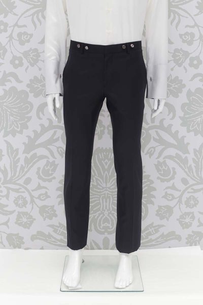 Classic black and blue wedding suit trousers 100% made in Italy by Cleofe Finati