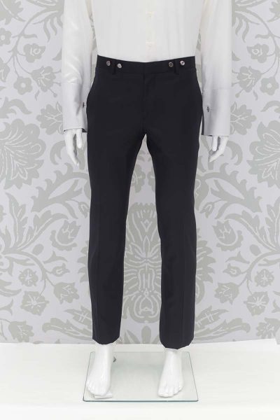 Pantalone abito da sposo classico blu nero made in Italy 100% by Cleofe Finati