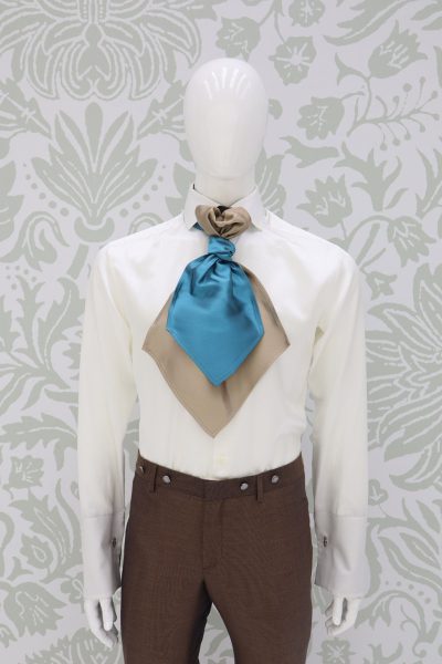 Plastron beige turchese abito da sposo fashion marrone made in Italy 100% by Cleofe Finati