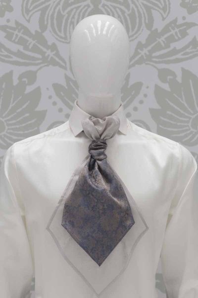 Dusty blue grey pearl Ascot fashion wedding suit navy blue 100% made in Italy by Cleofe Finati
