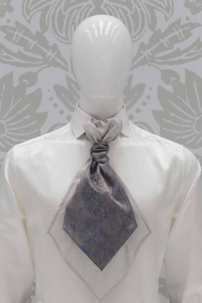 Dusty blue grey pearl Ascot fashion wedding suit  navy blue 100% made in Italy by Cleofe Finati