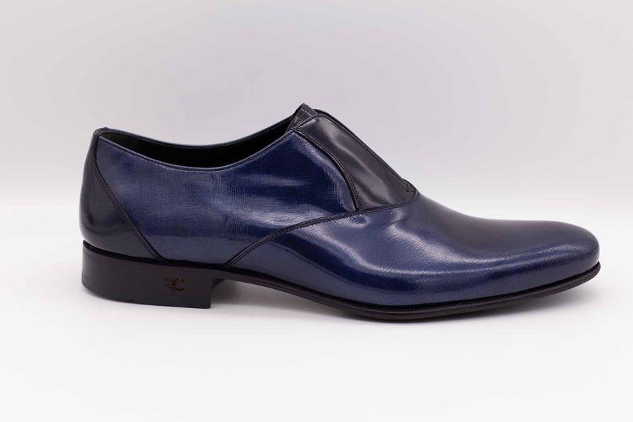 Scarpe pantofole blu navy abito da sposo classico blu nero made in Italy 100% by Cleofe Finati