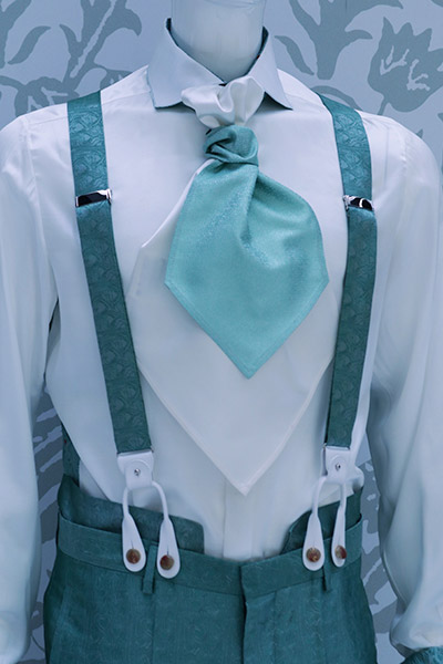 Suspenders green wedding suit 100% made in Italy by Cleofe Finati