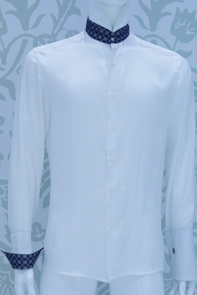 Camicia panna abito da sposo azzurro 100% made in italy by Cleofe Finati