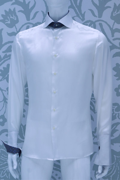 Cream shirt light blue groom suit 100% made in Italy by Cleofe Finati