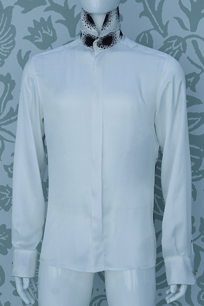 Camicia panna abito da uomo glamour blu arancione made in Italy 100% by Cleofe Finati