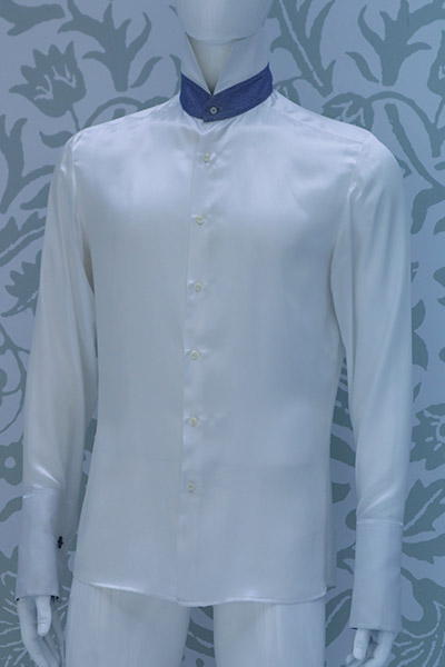 Cream shirt blue groom suit 100% made in Italy by Cleofe Finati