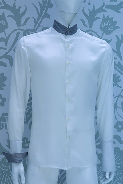 Cream shirt blue groom suit 100% made in Italy by Cleofe Finati