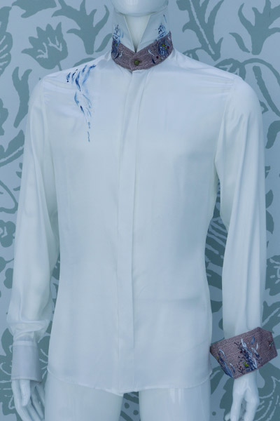 Cream glamour men’s suit light blue shirt 100% made in Italy by Cleofe Finati