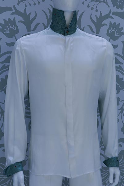 Camicia panna abito da uomo verde made in Italy 100% by Cleofe Finati