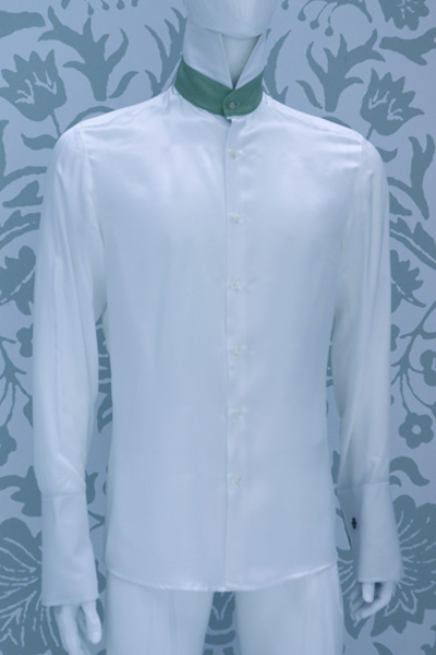 Camicia panna abito da sposo verde menta made in Italy 100% by Cleofe Finati