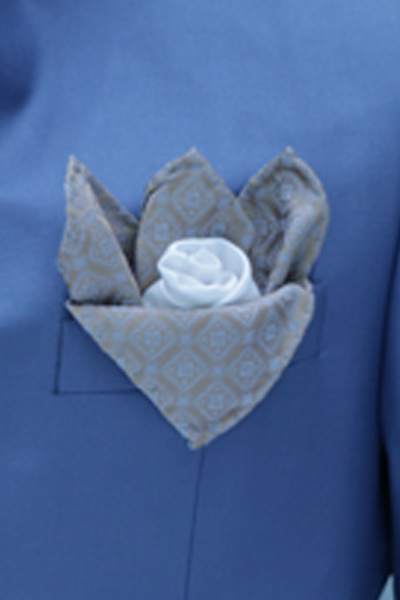Double pocket handkerchief light blue groom suit made in Italy 100% by Cleofe Finati