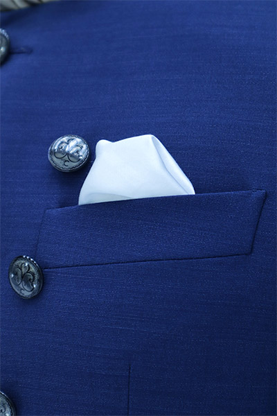 Double pocket handkerchief blue groom suit made in Italy 100% by Cleofe Finati