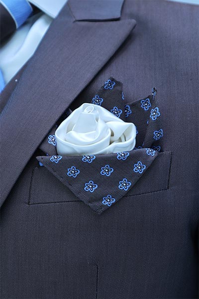 Pocket handkerchief brown wedding suit 100% made in Italy by Cleofe Finati
