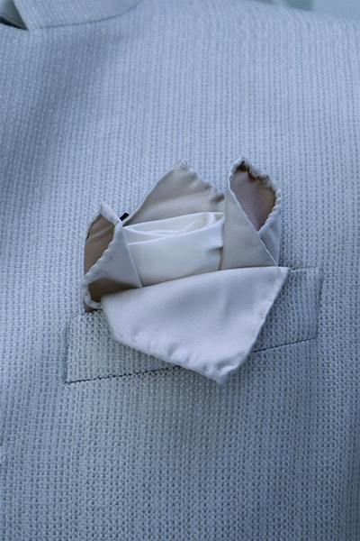 Pocket handkerchief cream wedding suit 100% made in Italy by Cleofe Finati