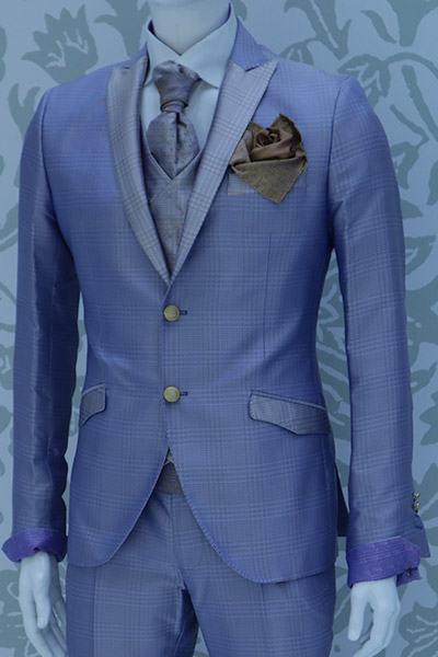 Jacket light blue groom suit 100% made in Italy by Cleofe Finati