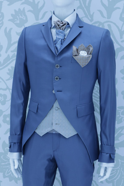 Giacca abito da sposo azzurro made in Italy 100% by Cleofe Finati