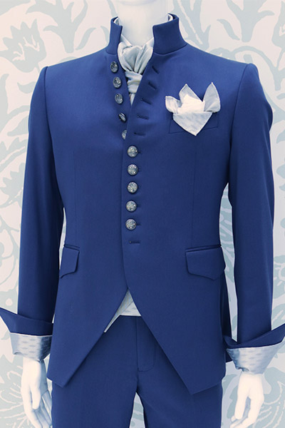 blu groom suit jacket 100% made in Italy by Cleofe Finati