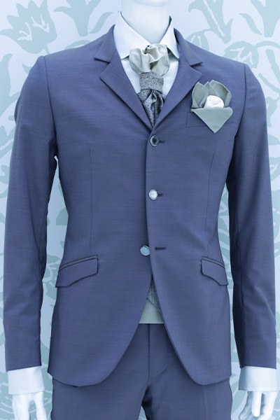 Blue hazelnut groom suit jacket 100% made in Italy by Cleofe Finati
