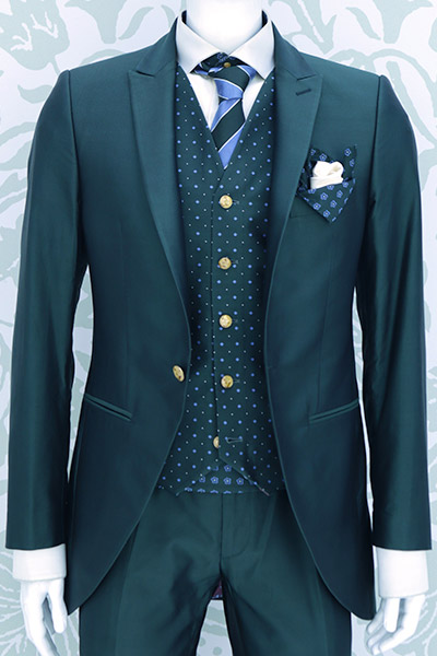 Jacket green wedding suit 100% made in Italy by Cleofe Finati