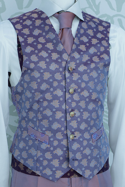 Blue and orange groom suit waistcoat made in Italy 100% by Cleofe Finati