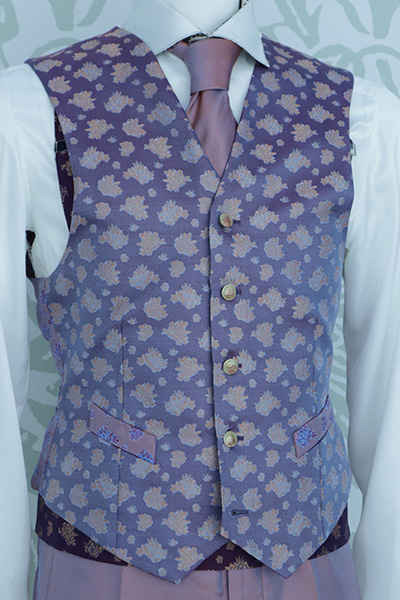 Panciotto gilet gilè abito da uomo blu arancione made in Italy 100% by Cleofe Finati