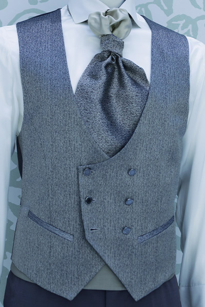 Blue hazelnut groom suit weistcoat 100% made in italy by Cleofe Finati