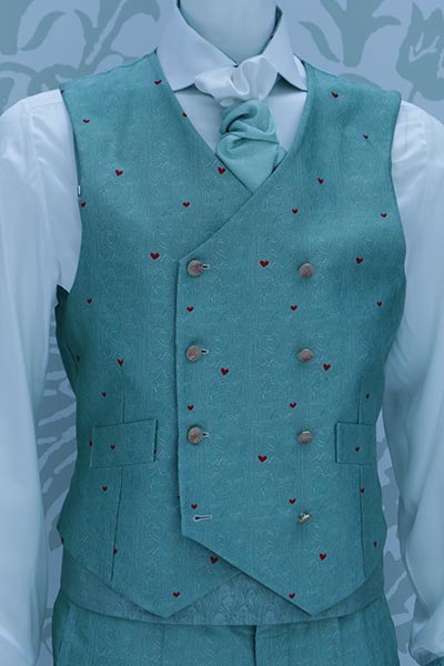 Waistcoat green wedding suit made in Italy 100% by Cleofe Finati