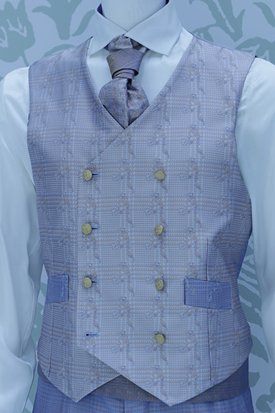 Panciotto gilet gilè abito da uomo azzurro made in Italy 100% by Cleofe Finati