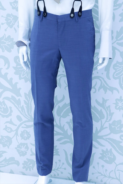 Pantalone abito da sposo azzurro made in Italy 100% by Cleofe Finati