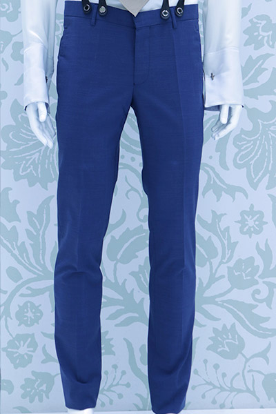 Blue wedding suit trousers 100% made in Italy by Cleofe Finati