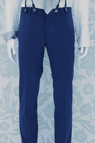 blu wedding suit trousers 100% made in Italy by Cleofe Finati