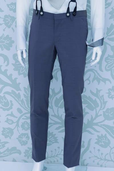 Blue hazelnut wedding suit trousers 100% made in Italy by Cleofe Finati