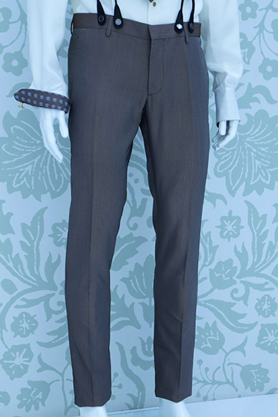 Trousers brown wedding suit 100% made in Italy by Cleofe Finati