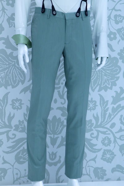 Pantalone abito da sposo verde menta made in Italy 100% by Cleofe Finati