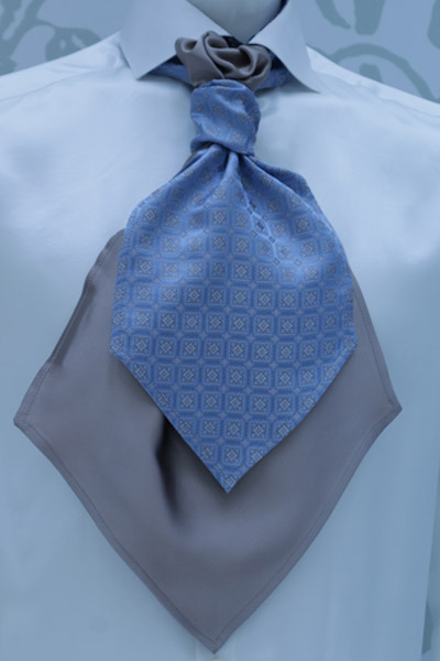 Plastron abito da sposo azzurro made in Italy 100% by Cleofe Finati