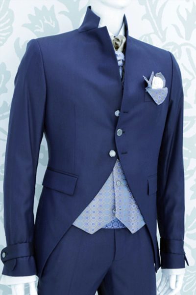 Wedding suit fashion jacket blue sky 100% made in Italy by Cleofe Finati