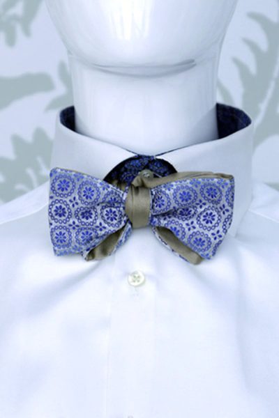 Papillon dandy double blu beige abito da sposo fashion made in Italy 100% by Cleofe Finati
