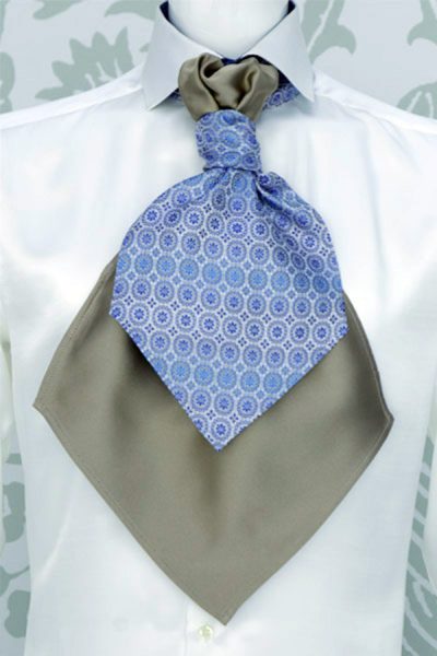 Plastron azzurro abito da sposo fashion made in Italy 100% by Cleofe Finati