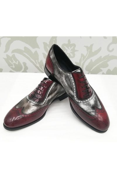 Scarpe uomo stringate abito da sposo blu e bordeaux mescolati made in Italy 100% by Cleofe Finati